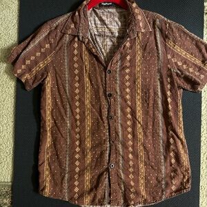 Valpar Brown Patterned Men's Casual Shirt
